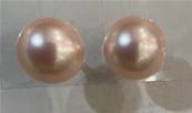 PUCES ARGENT PERLES IRISEES BOUTONS 16mm ROSE PALE