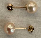 PUCES ARGENT DORE BOUTONS 3/4 de 10mm PERLES EAU DOUCE ROSE PECHE