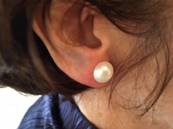 CLIPS PLAQUE OR PERLES IRISEES BOUTONS 12mm BLANC