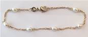 BRACELET/GOURMETTE CHAINE FIGARO PLAQUE OR+6 GRAINS de RIZ PERLES EAU DOUCE