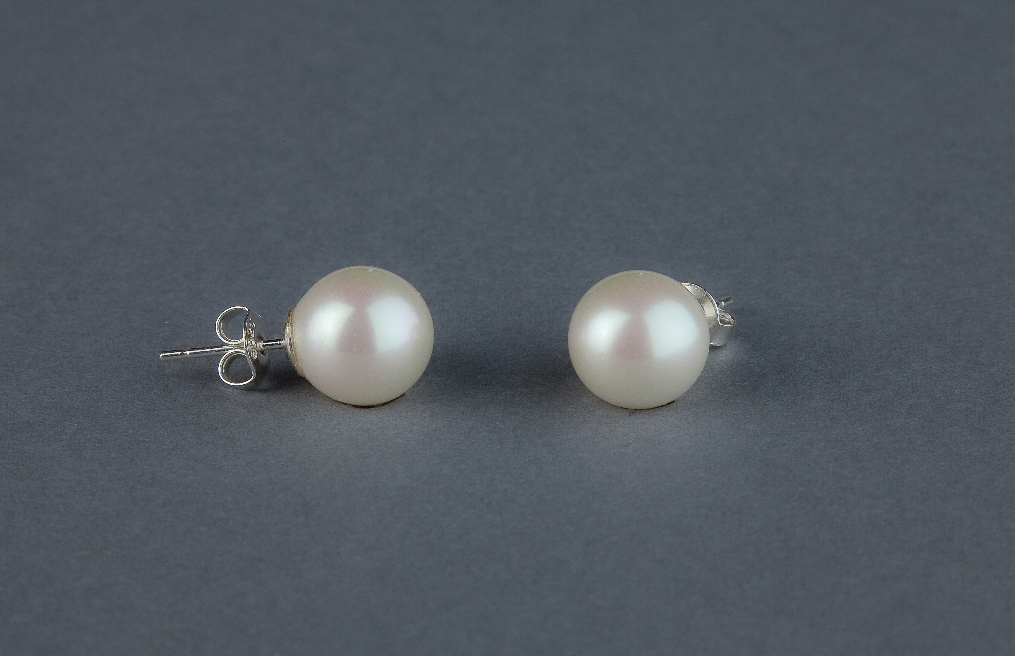 PUCES ARGENT PERLES IRISEES BOULES 10mm BLANC