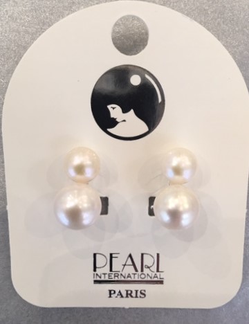 CLIPS DOUBLES AG PERLES EAU DOUCE BOUTONS 08&10mm BLANC