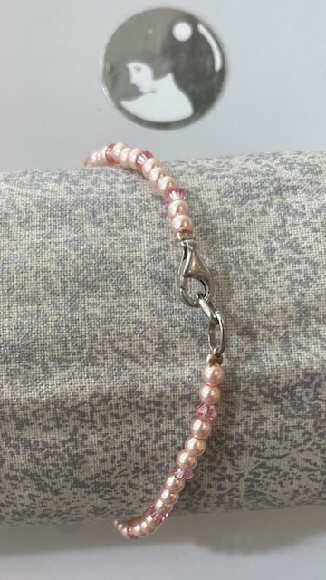 BRACELET PERLES UREA ROSE et CRISTAL SW ROSE 03mm