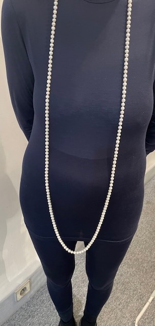 COLLIER SAUTOIR 140cm PERLES de BOHEME de qualité STH 05mm. Enfilage avec des Noeuds Fermoir ARGENT