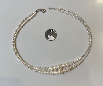 COLLIER 2 RANGS en DEGRADE CHUTE de 10 à 03mm PERLES de BOHEME de QUALITE STH. FERMOIR ARGENT 925°%