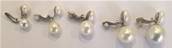CLIPS ARGENT BOUTONS 07mm+BOULES 10mm BLANC PERLES IRISEES