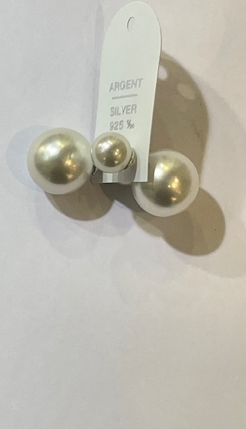 BOUCLES DUO PUCES ARGENT 925°% PERLES de BOHEME de qualité STH 06 et14mm BO/1006.14