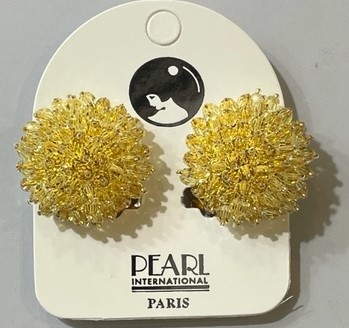 BOUCLES CLIPS PLAQUE OR RESILLE CRISTAL SW MIMOSA