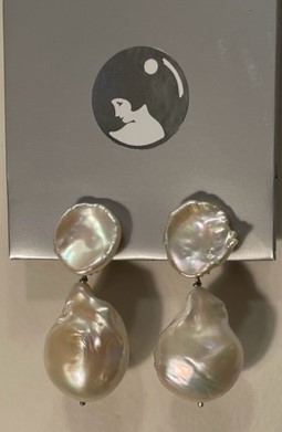 CLIPS ARGENT BOUTONS PERLES KESHIS + POIRES BAROQUES PERLES d'EAU DOUCE KESHIS