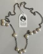 COLLIER CHAINE ARGENT SAN2 62cm 11 PERLES NAT