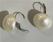 DORMEUSES CATALANES ARGENT PERLES IRISEES BOUTONS 16mm BLANC