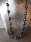 COLLIER CORDON 80cm+15 PERLES IRISEES OLIVES NOIR IRISE couleur TAHITI