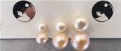 CLIPS ARGENT DOUBLES BI PERLES EAU DOUCE BOUTONS BI 10mm BLANC & 12mm ROSE PECHE