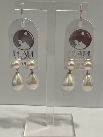 PUCES ARGENT 925°% BOUTONS PERLES EAU DOUCE NAT 07mm + POIRES POUDRE DE PERLES 10x14mm PPL - BO/1027+1014