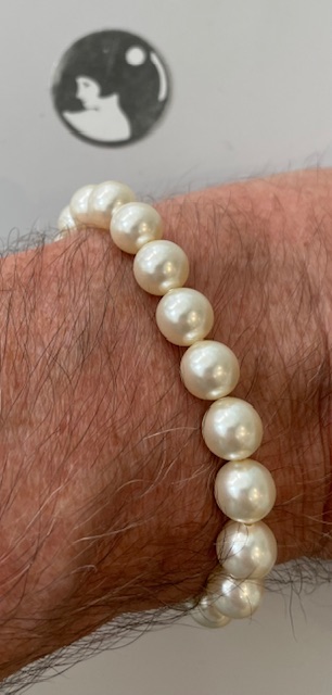 BRACELET ELASTIQUE 21 PERLES de BOHEME de qualité STH 08mm BLANC CREME