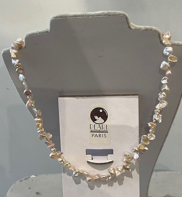 COLLIER 45cm PERLES EAU DOUCE KESHIS légèrement rosées AG