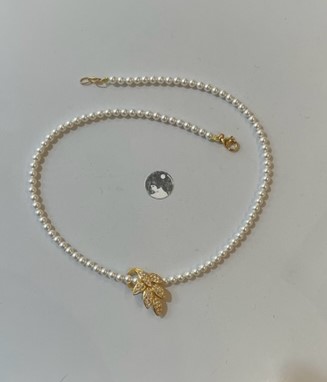 COLLIER 42cm PERLES de BOHEME SW +PENDENTIF STRASS FLEUR PLO