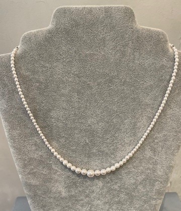 COLLIER 40cm en DEGRADE 1 CHUTE de PERLES de BOHEME de qualité STH de 08mm à 03mm Fermoir en ARGENT 925°%