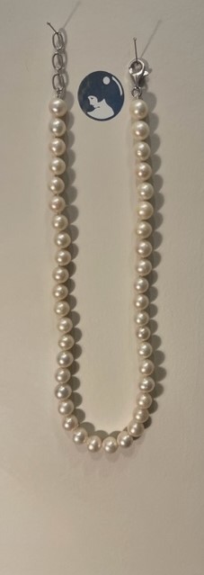 COLLIER 45cm MIXTE PERLES EAU DOUCE 10/11mm avec  des Noeuds Fermoir ARGENT 