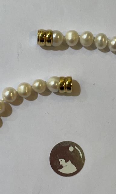 COLLIER 45cm PERLES EAU DOUCE 08mm avec noeuds, fermoir MAGNETIQUE AD forme TONNEAU
