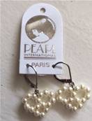 PARURE COLLIER et BOUCLES COEUR PERLES UREA BLANC 