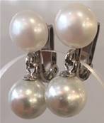 CLIPS ARGENTE PERLES IRISEES BOUTONS 06mm+BOULES 08mm BLANC