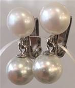 CLIPS BABY PLAQUE ARGENT BOUTONS 06mm PERLES EAU DOUCE 06mm + BOULES 08mm BLANC