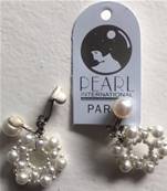 COLLIER+BOUCLES CLIPS PARURE RESILLE 898.2 ROSACE PERLES 