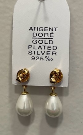 PUCES ARGENT DORE BOUTONS PERLES EAU DOUCE 05mm+POIRES PPL 07x10mm