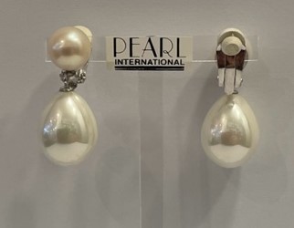 CLIPS ARGENT BOUTONS PERLES EAU DOUCE 10mm + POIRES POUDRE de PERLES 14x18mm