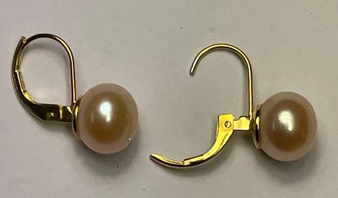 DORMEUSES CATALANES ARGENT DORE BOUTONS 10mm PERLES EAU DOUCE ROSE PECHE 