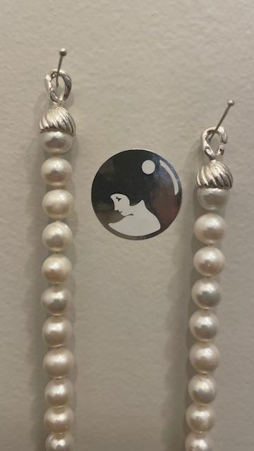 COLLIER 90cm SAUTOIR PERLES EAU DOUCE 08mm NDS FERMOIR TOI et MOI ARGENT RHODIE 925°%