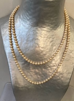 COLLIER SAUTOIR 120cm PERLES de BOHEME de qualité STH 05mm. Enfilage avec des Noeuds Fermoir ARGENT