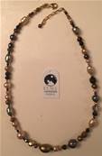 COLLIER 45cm PERLES IRISES MULTI BRONZE