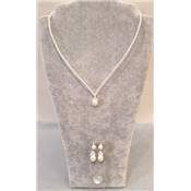PARURE COLLIER Y et BOUCLES BAGUE POIRE N°3 PERLES EAU DOUCE