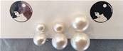 CLIPS DOUBLES ARGENT PERLES EAU DOUCE BOUTONS 11&12mm BLANC