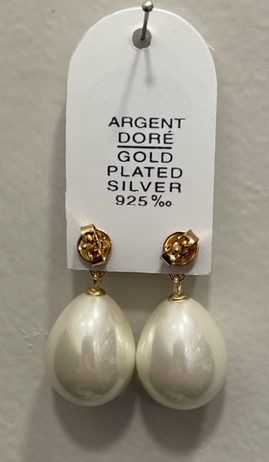 PUCES ARGENT DORE PERLES d'EAU DOUCE BOUTONS 08mm + POIRES 14X18mm PPL