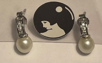 PUCES COQUILLES ARGENT STRASS 10CN1 + PERLES IRISEES 06mm