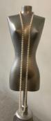COLLIER 80cm PERLES EAU DOUCE 05/0,6mm avec noeuds FERMOIR ARGENT 