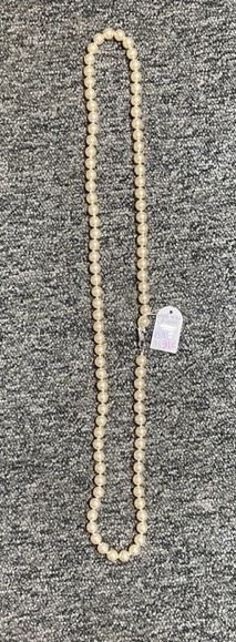 COLLIER SAUTOIR PERLES de BOHEME CREME 09mm 90cm enfilage avec des NOEUDS FERMOIR ARGENT