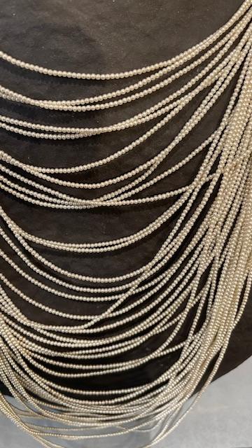 COLLIER 40 Rangs Mini PERLES de BOHEME 1,5mm FERMOIR MAGNETIQUE en ARGENT DORE - COLLECTION VINTAGE 