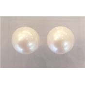 PUCES ARGENT PERLES IRISEES BOUTONS 12mm BLANC