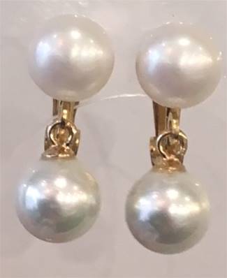 CLIPS BABY PLAQUE OR BOUTONS NAT 06mm + BOULES 08mm PERLES de BOHEME qualité STH BLANC
