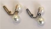 CLIPS ARGENTE PERLES IRISEES BOUTONS 06mm+BOULES 08mm BLANC