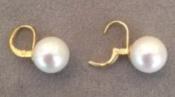 DORMEUSES CATALANES ARGENT DORE PERLES IRISEES BOULES 12mm BLANC