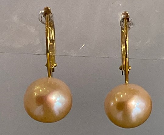 DORMEUSES CATALANES ARGENT DORE BOUTONS 08mm PERLES EAU DOUCE ROSE PECHE