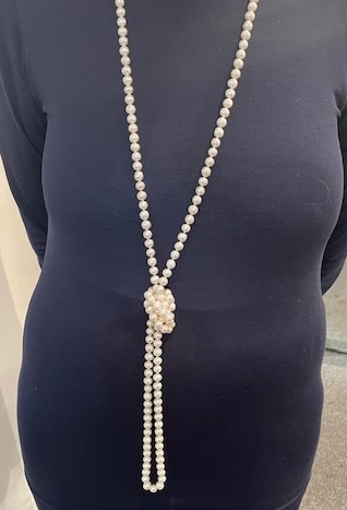 COLLIER 140cm SAUTOIR PERLES de BOHEME de qualité STH 05mm. Enfilage avec des Noeuds Fermoir ARGENT
