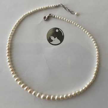 COLLIER 42cm en CHUTE PERLES EAU DOUCE de 08mm à O4mm FERMOIR ARGENT