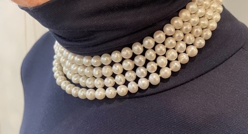 COLLIER 160cm SAUTOIR PERLES EAU DOUCE 07/08mm avec NOEUDS FERMOIR CLIQUET ARGENT RHODIE925°% et STRASS