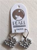 PARURE COLLIER et BOUCLES COEUR PERLES UREA GRIS